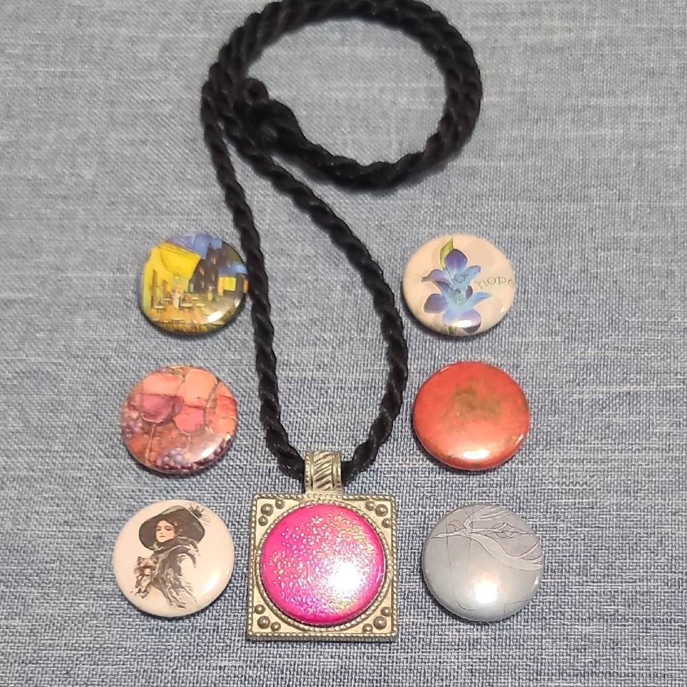 Pink and Silver Pendant Necklace